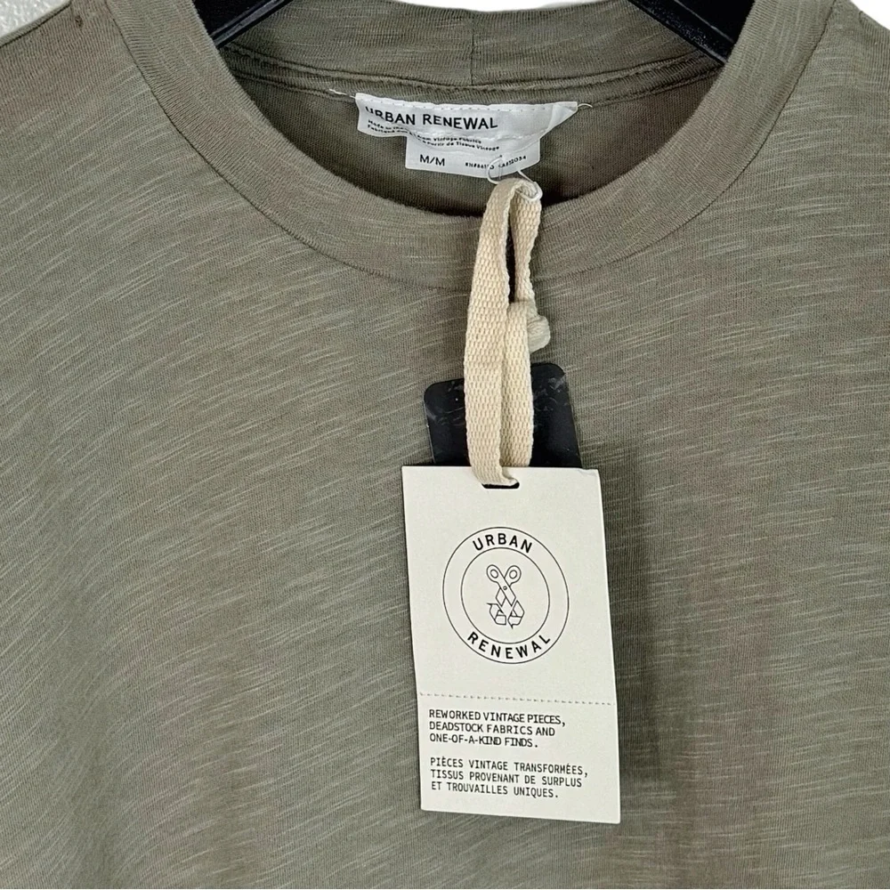 NWT URBAN RENEWAL x UO Olive Green Long Sleeve T-shirt Faded Bleached Arm M